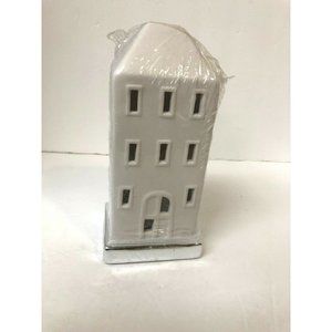 New Tea Light‎ Candle Holders Ceramic LED 8" Tall Christmas White